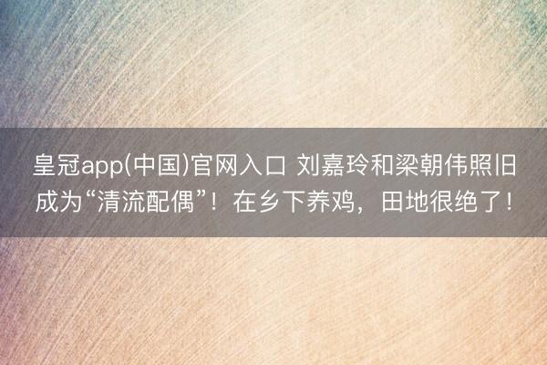 皇冠app(中国)官网入口 刘嘉玲和梁朝伟照旧成为“清流配偶”！在乡下养鸡，田地很绝了！