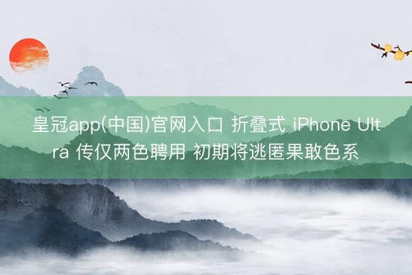 皇冠app(中国)官网入口 折叠式 iPhone Ultra 传仅两色聘用 初期将逃匿果敢色系