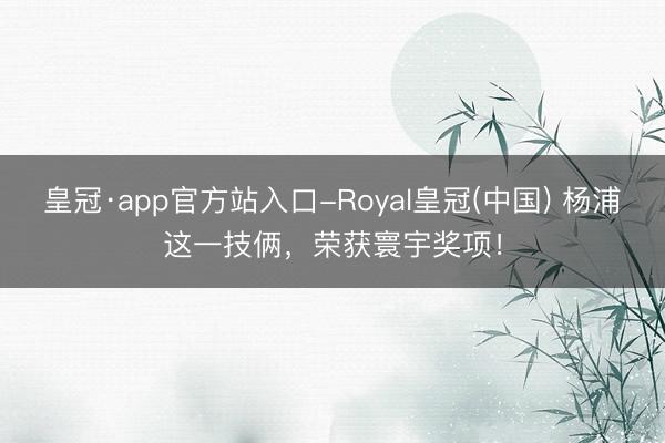 皇冠·app官方站入口-Royal皇冠(中国) 杨浦这一技俩，荣获寰宇奖项！