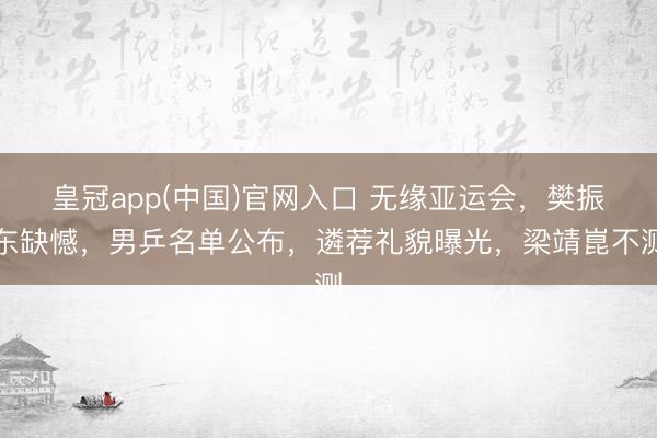 皇冠app(中国)官网入口 无缘亚运会,樊振东缺憾,男乒名单公布,遴荐礼貌曝光,梁靖崑不测
