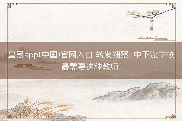 皇冠app(中国)官网入口 转发细察: 中下流学校最需要这种教师!