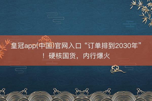 皇冠app(中国)官网入口 “订单排到2030年”！硬核国货，内行爆火