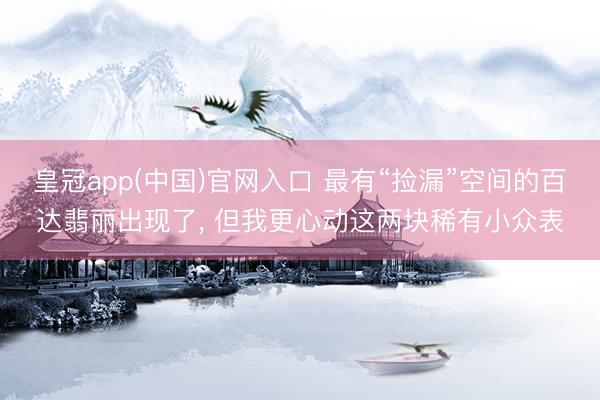 皇冠app(中国)官网入口 最有“捡漏”空间的百达翡丽出现了, 但我更心动这两块稀有小众表