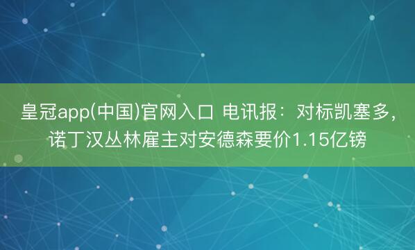 皇冠app(中国)官网入口 电讯报：对标凯塞多，诺丁汉丛林雇主对安德森要价1.15亿镑