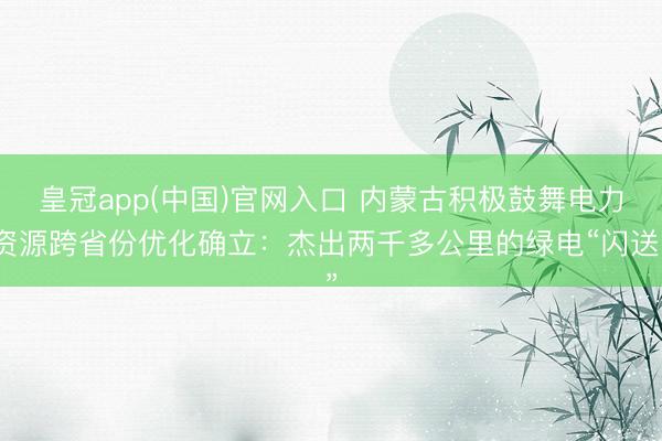 皇冠app(中国)官网入口 内蒙古积极鼓舞电力资源跨省份优化确立:杰出两千多公里的绿电“闪送”