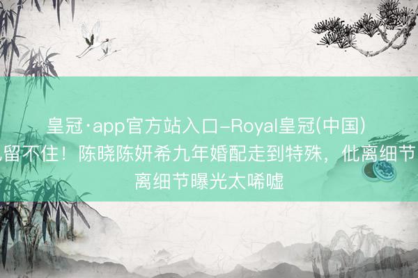 皇冠·app官方站入口-Royal皇冠(中国) 净身出户也留不住！陈晓陈妍希九年婚配走到特殊，仳离细节曝光太唏嘘